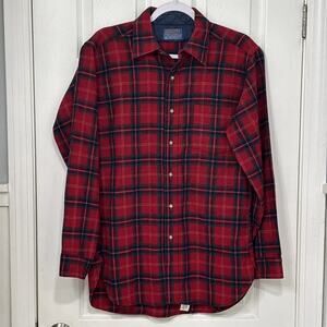 Vintage Pendleton Lodge Shirt Men Medium 100% Wool Red Tartan Plaid 60s 70s